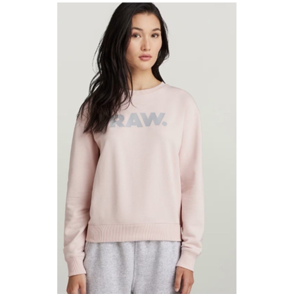 G-Star Raw Women Size Large Premium Core Raw Crewneck Sweatshirt Blush Pink